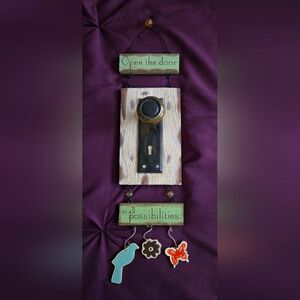 Door Ornament, "Open the door to all possibilities." Green & Cream